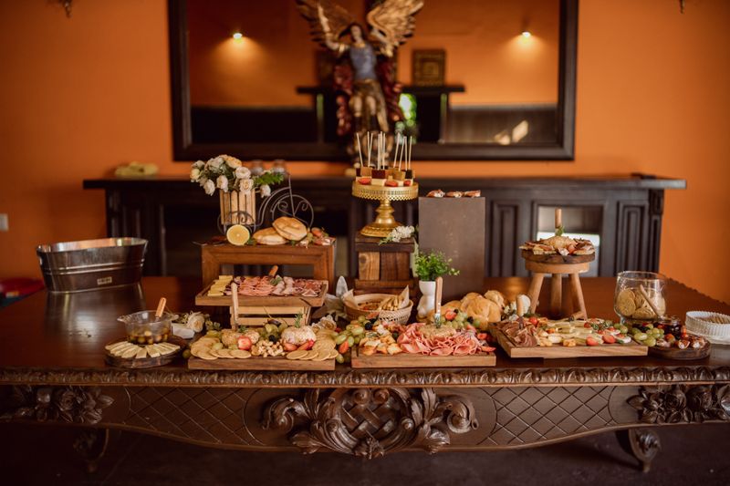 Round table pizza catering setup for events