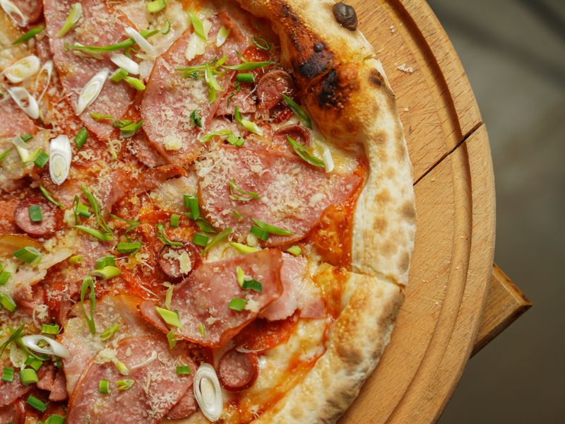 Pepperoni pizza classic round table style